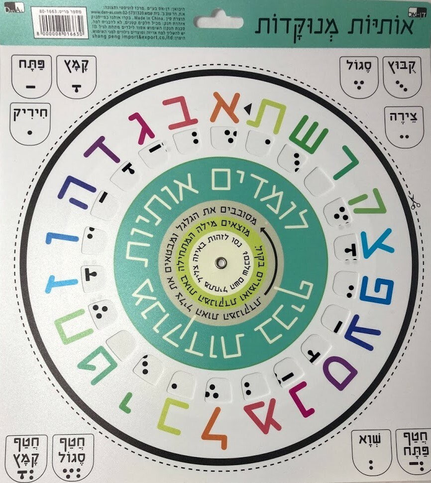 Letters And Vowels Wheel Poster The Judaica Place